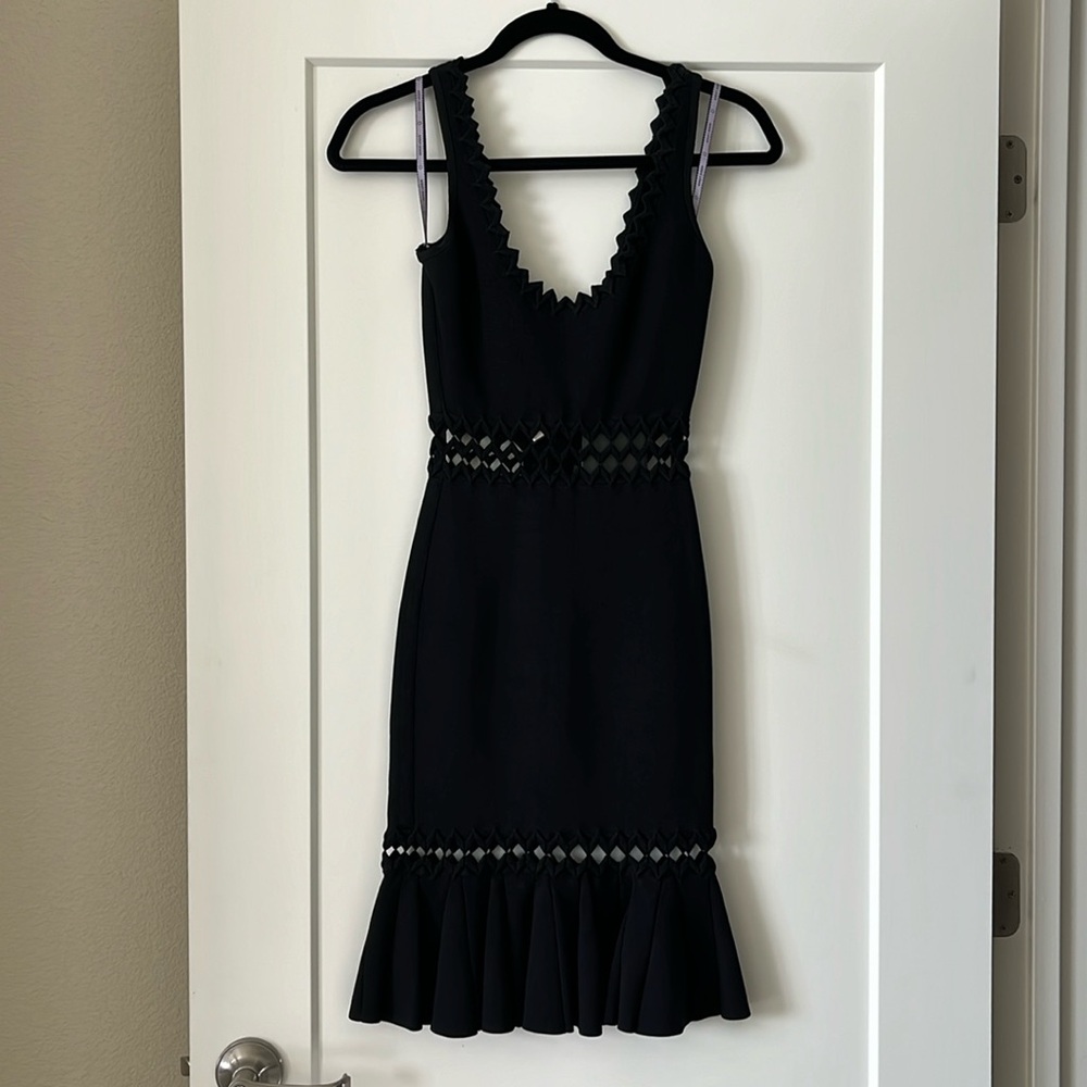 Herve Leger Anais Bandage Dress Black Sz XS $1550